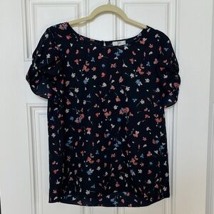 Joie Navy Floral Blouse